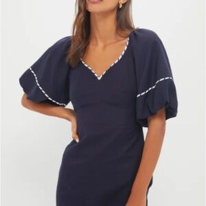 Tuckernuck Hyacinth House Puff-Sleeve Mini Dress with Contrast Stitching XXL